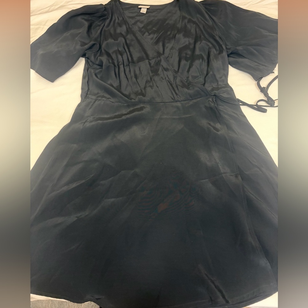 Indy Bohemian Black Satin Short Sleeve Dress A New Day